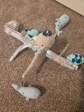Amazon Blue and Cream Nautical Plush Mobile with Sea Friends